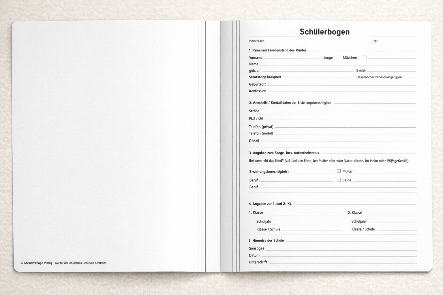 Klassenbuch  40700 - Schülerbogen Rheinland-Pfalz zum Einheften der Schülerakte