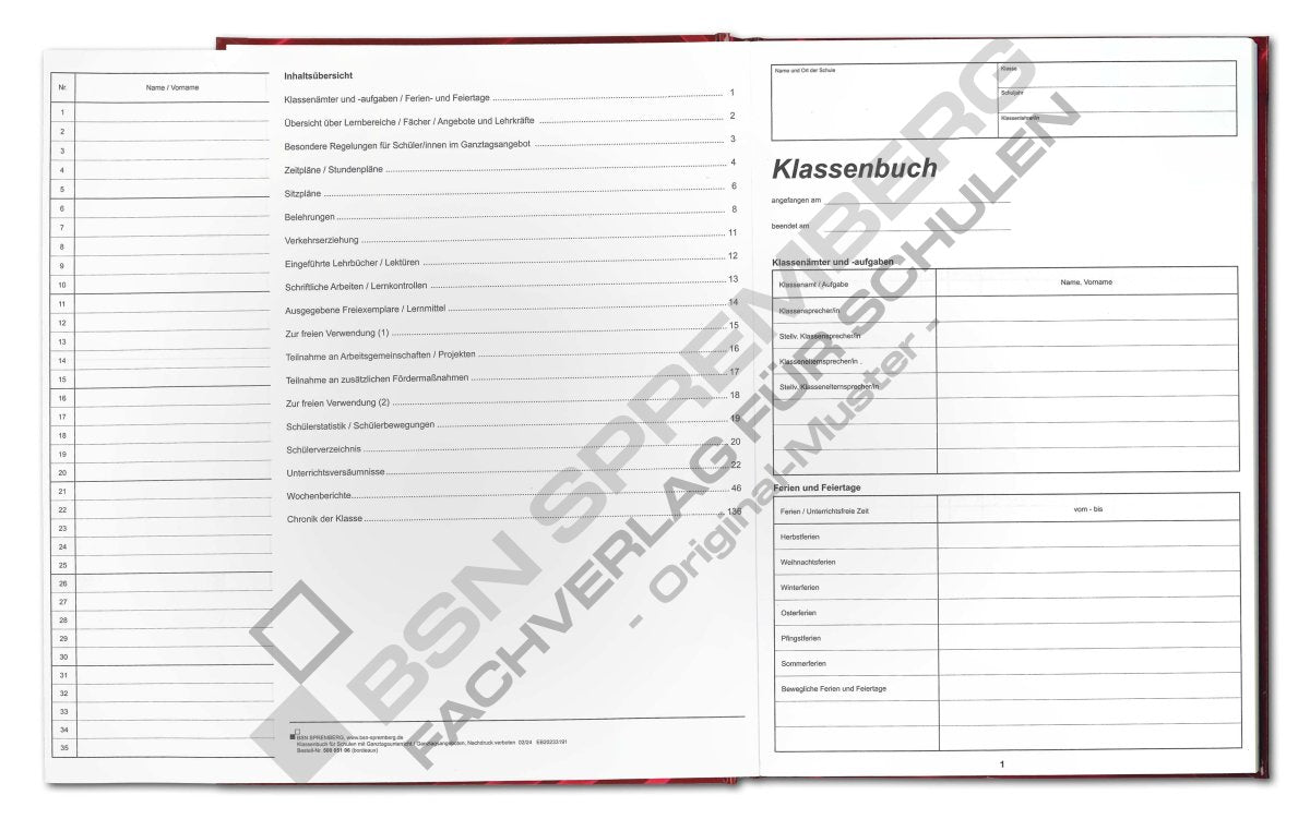 Klassenbuch BSN 50005106