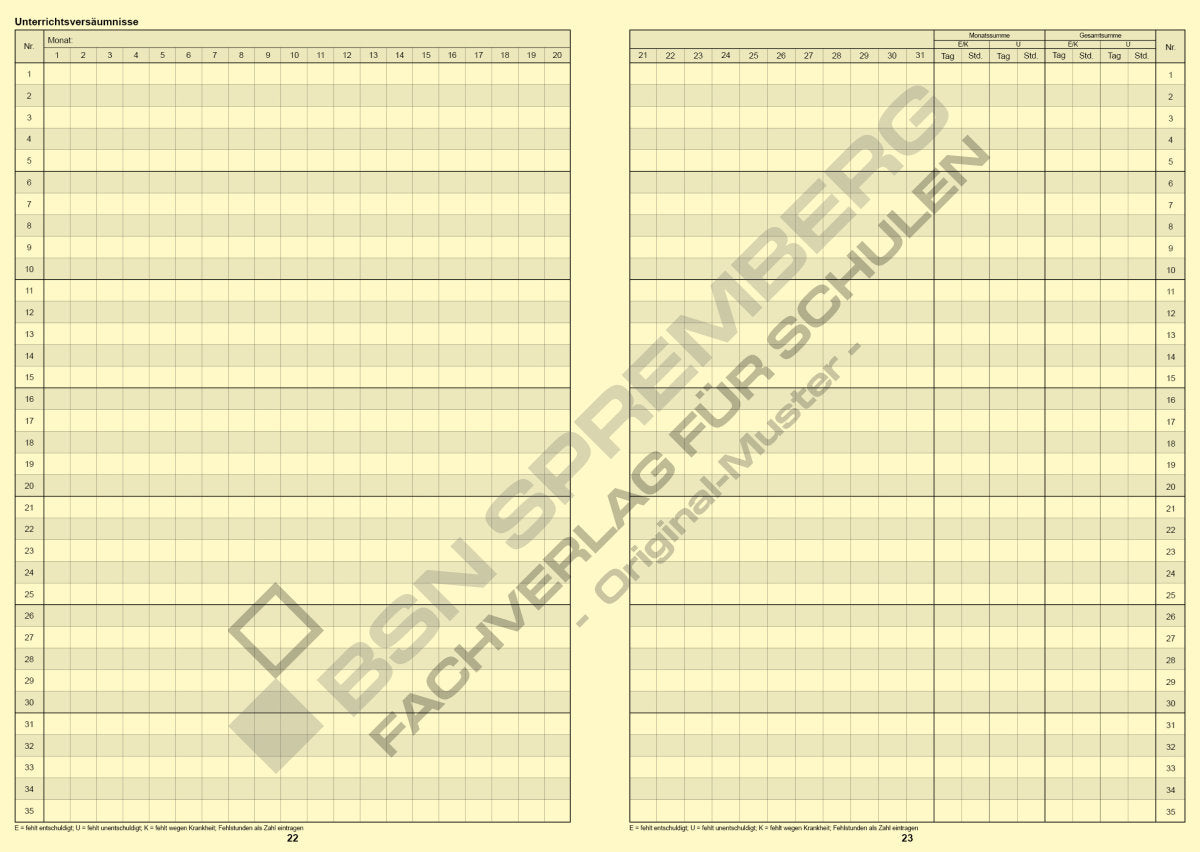 Klassenbuch BSN 50005106