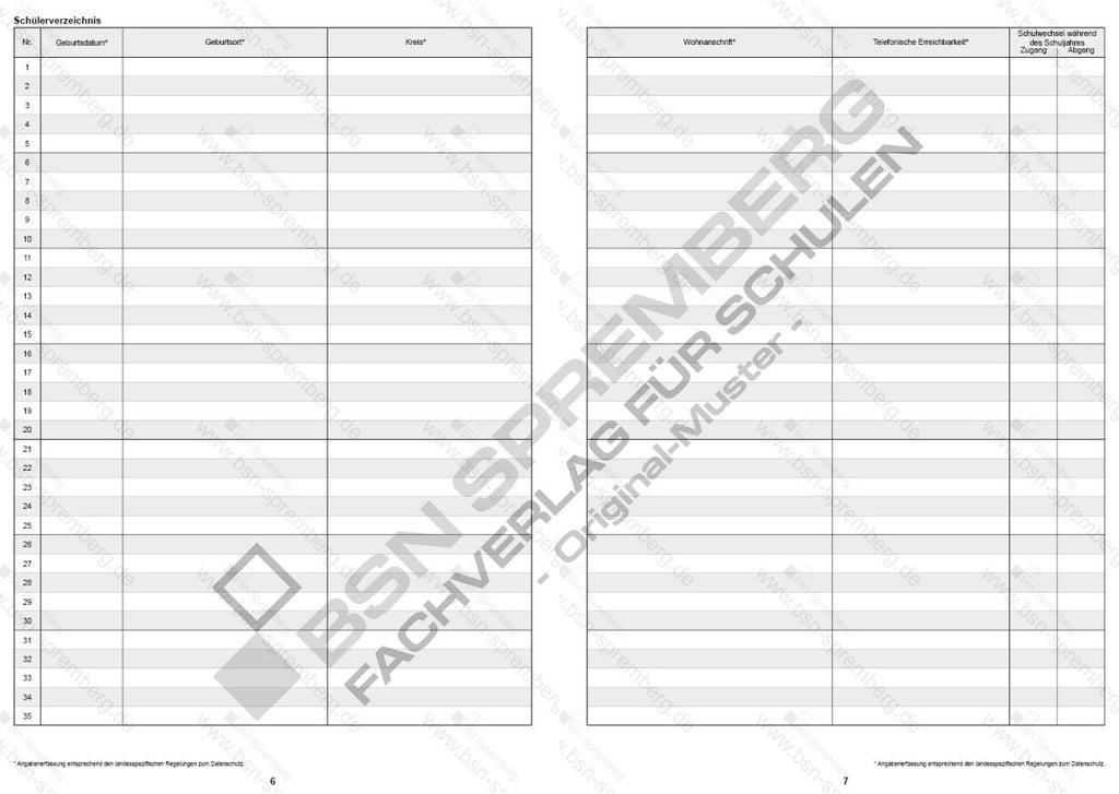 Klassenbuch BSN 50015801