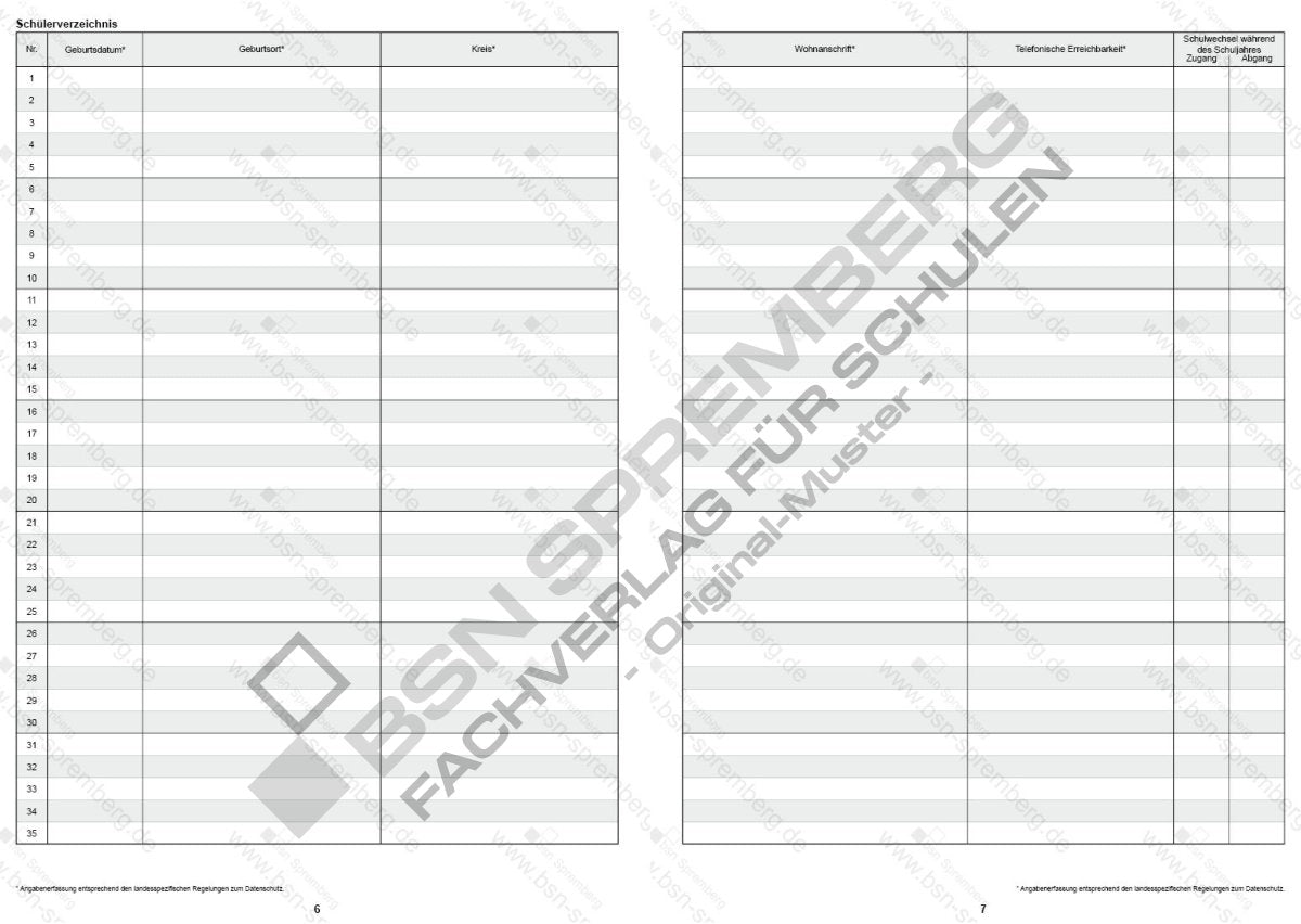 Klassenbuch BSN 50015801