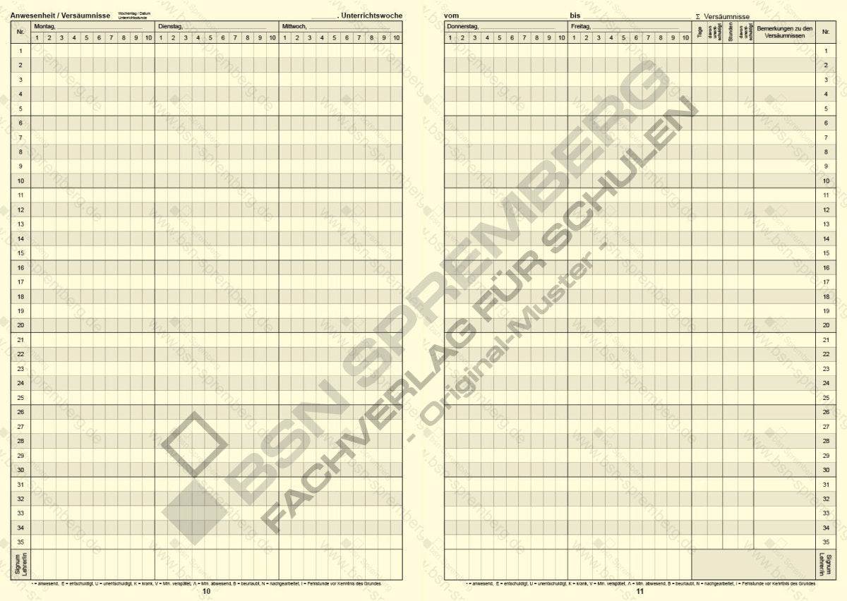 Klassenbuch BSN 50015801