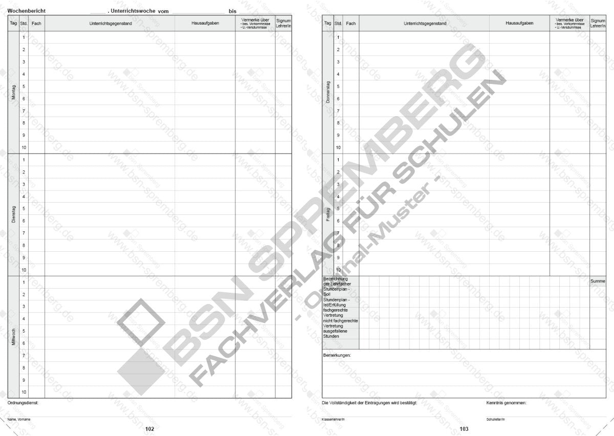 Klassenbuch BSN 50015801