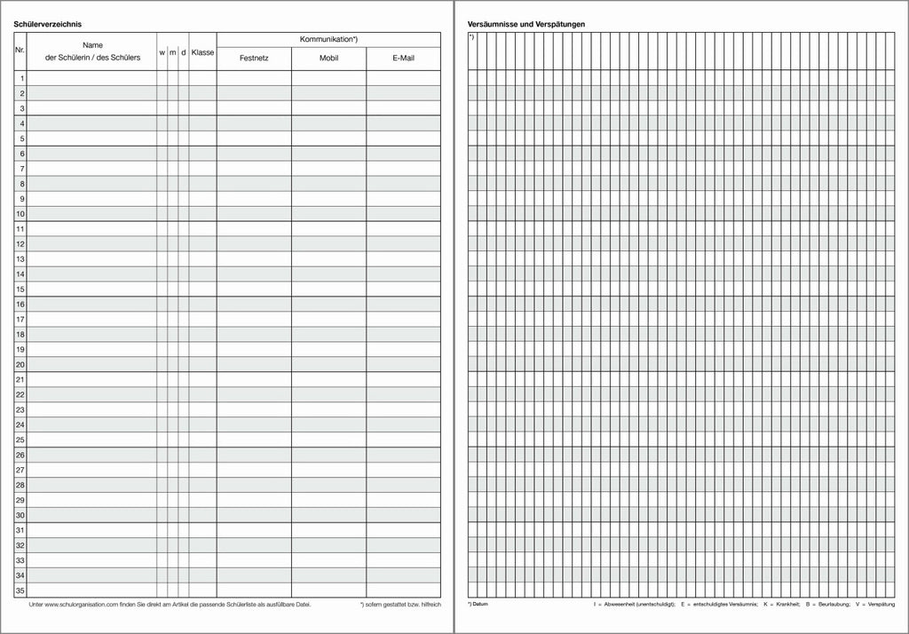 Klassenbuch F&L 9095-1401 Kursheft
