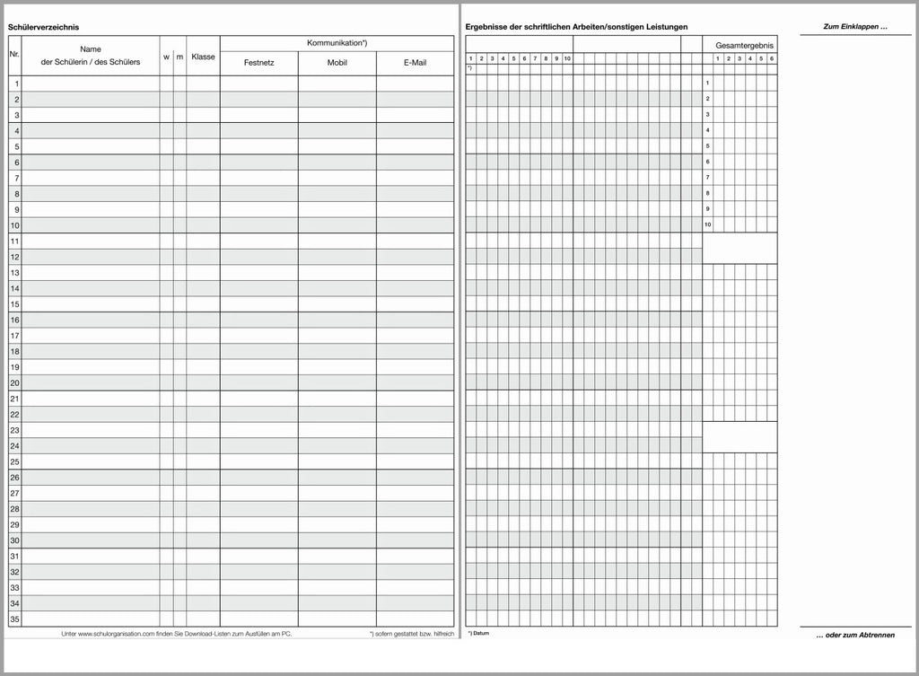Klassenbuch F&L 9095-1406 - Kursheft Schuljahr