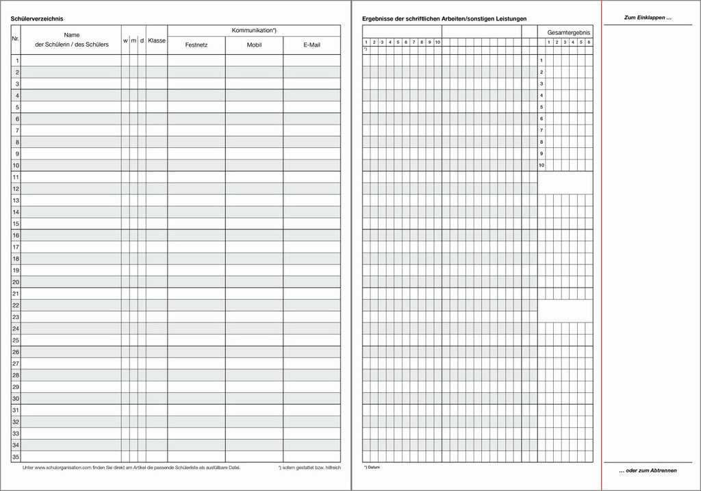 Klassenbuch F&L 9095-1408 - Kursheft Schuljahr