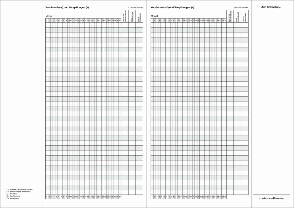 Klassenbuch F&L 9095-1408 - Kursheft Schuljahr