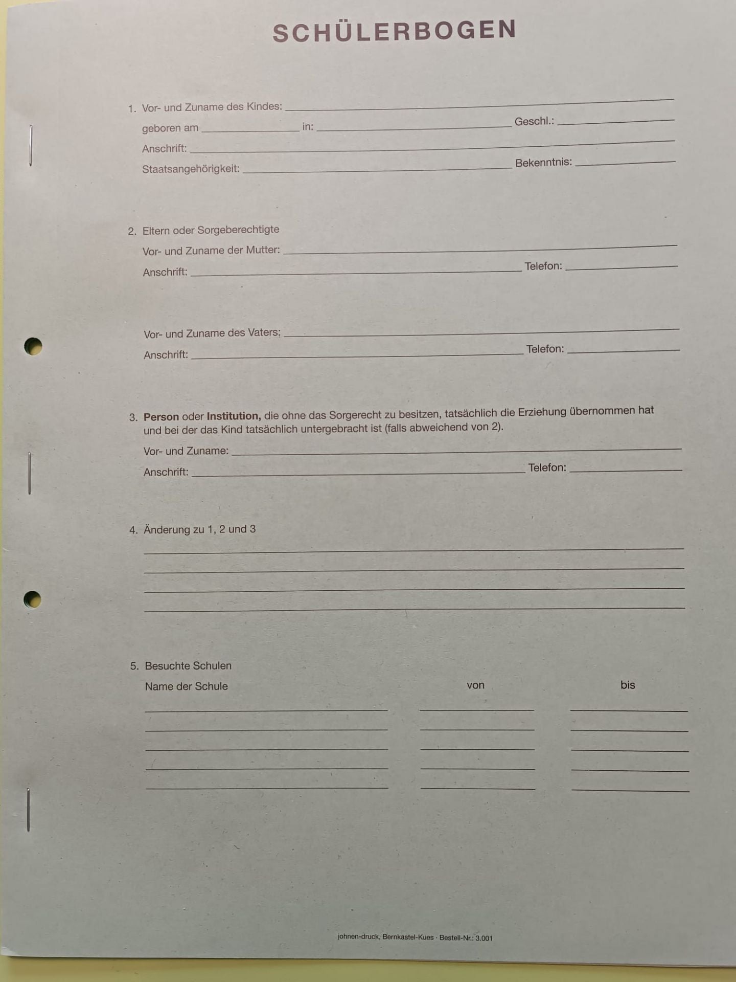 Schülerbögen 3001