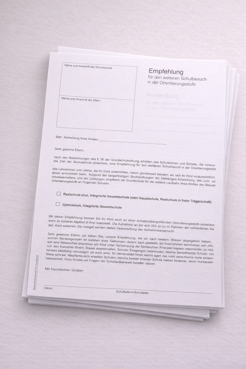 MF GHSch 224 Empfehlung am Ende der Grundschule