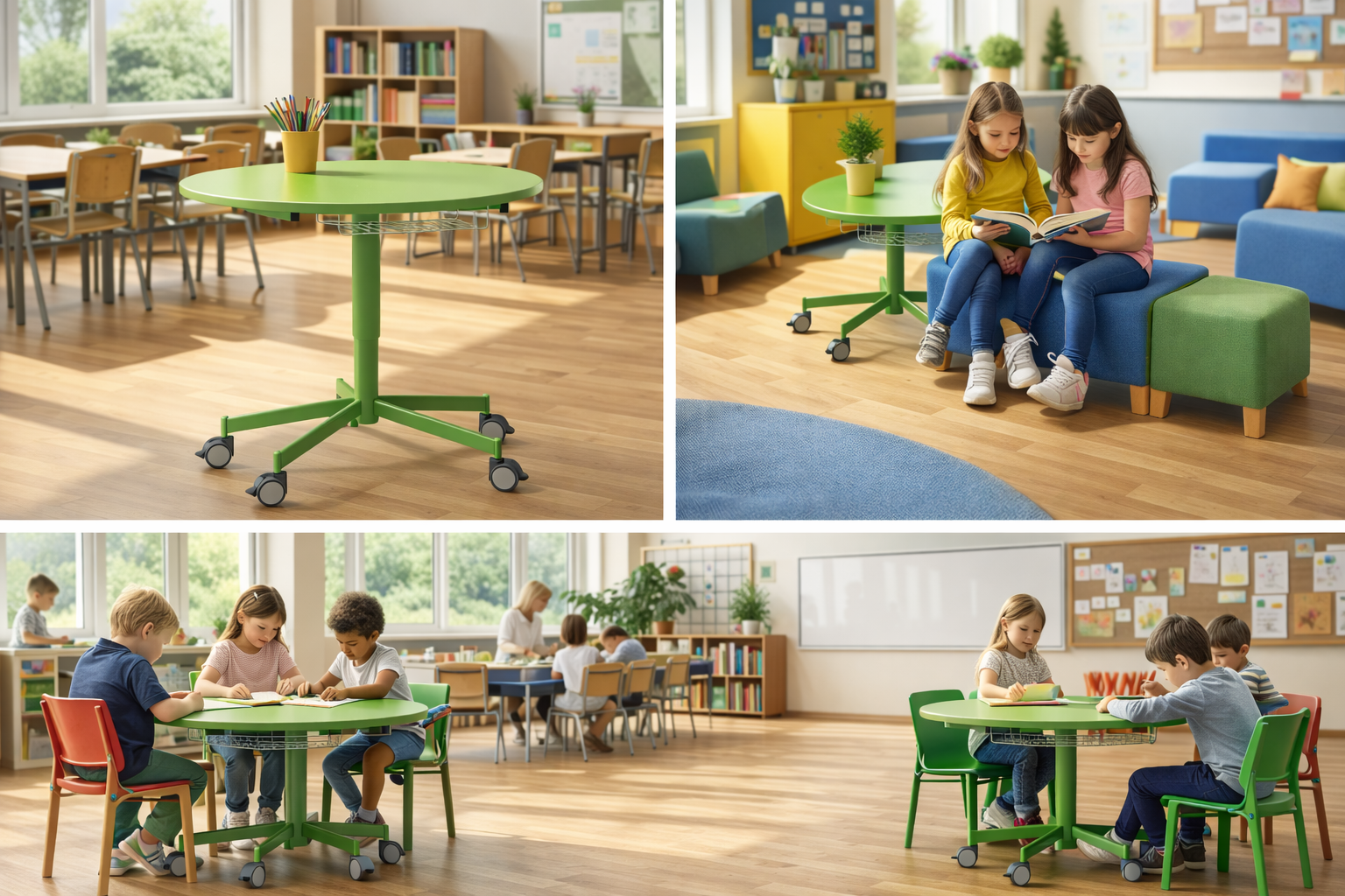 Project höhenverstellbarer Lehrertisch - Runde Tischplatte