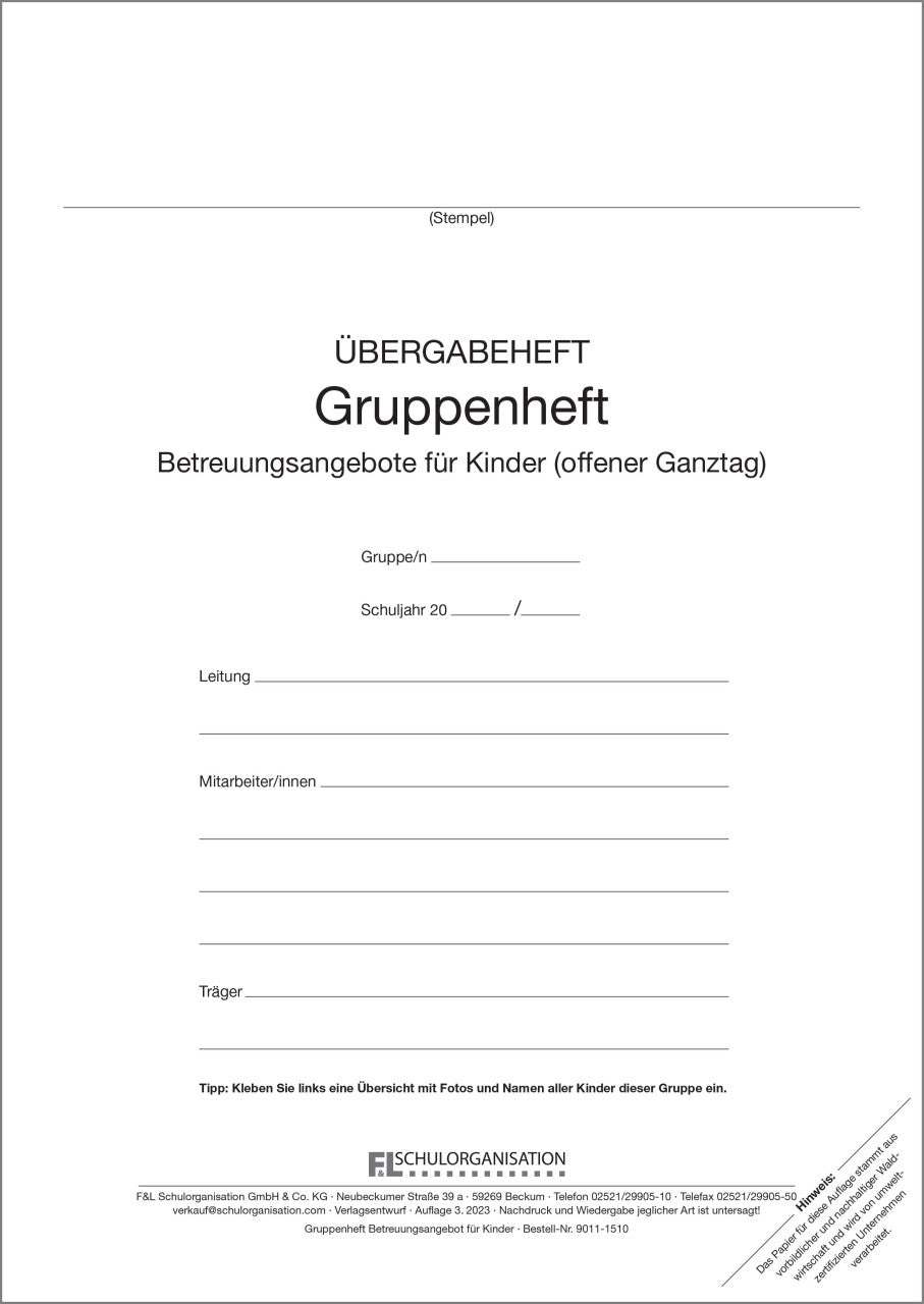 Klassenbuch F&L Gruppenheft 9011-1510-3 - OGS