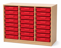 Materialcontainer, 3-reihig als Unterschrank - 24 Kästen