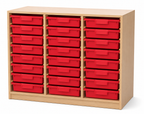 Materialcontainer, 3-reihig als Unterschrank - 24 Kästen