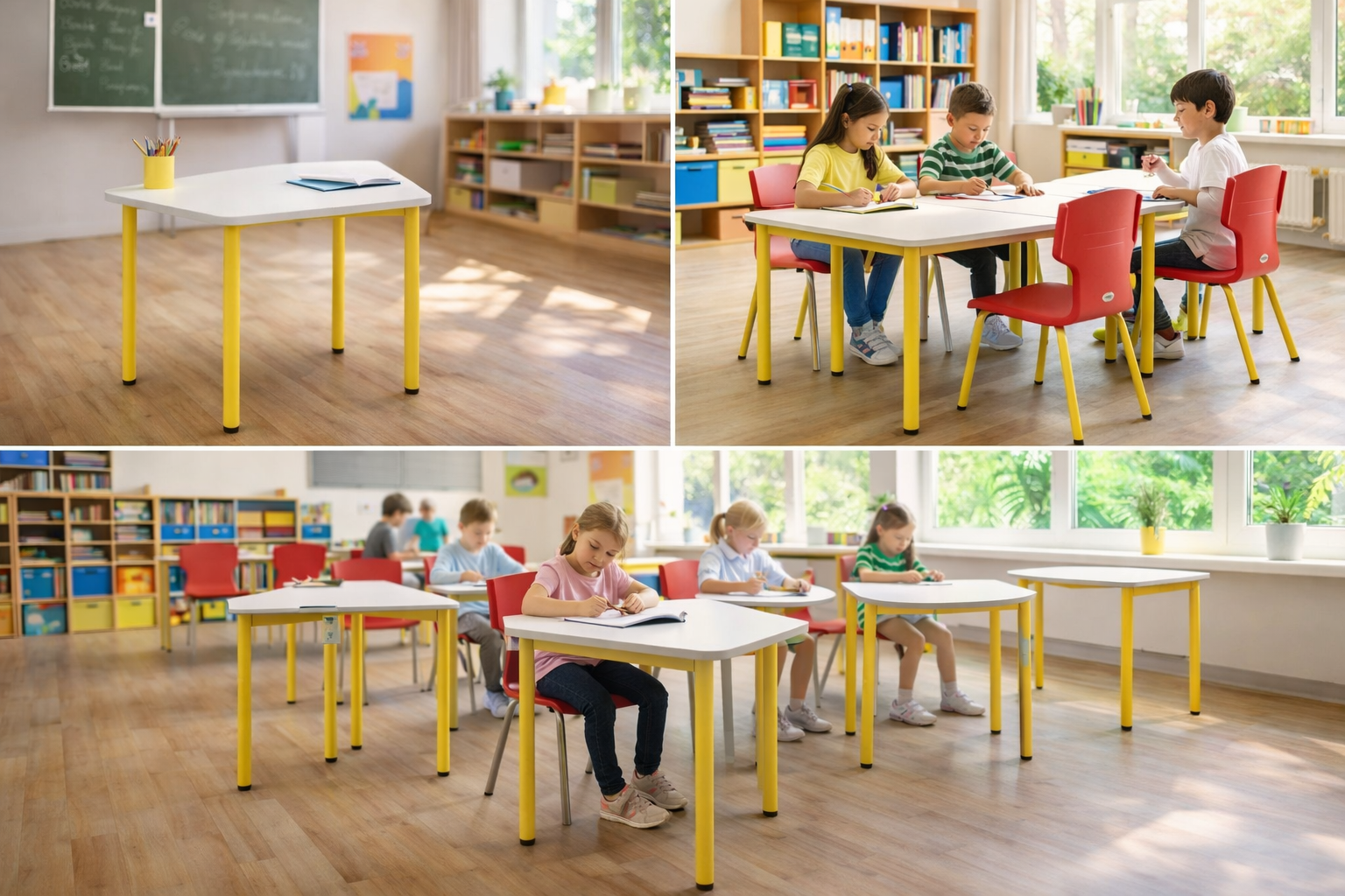 SCHÜLERTISCH QUATTRINO - B 90 cm x Schenkellänge 42/65/63 cm