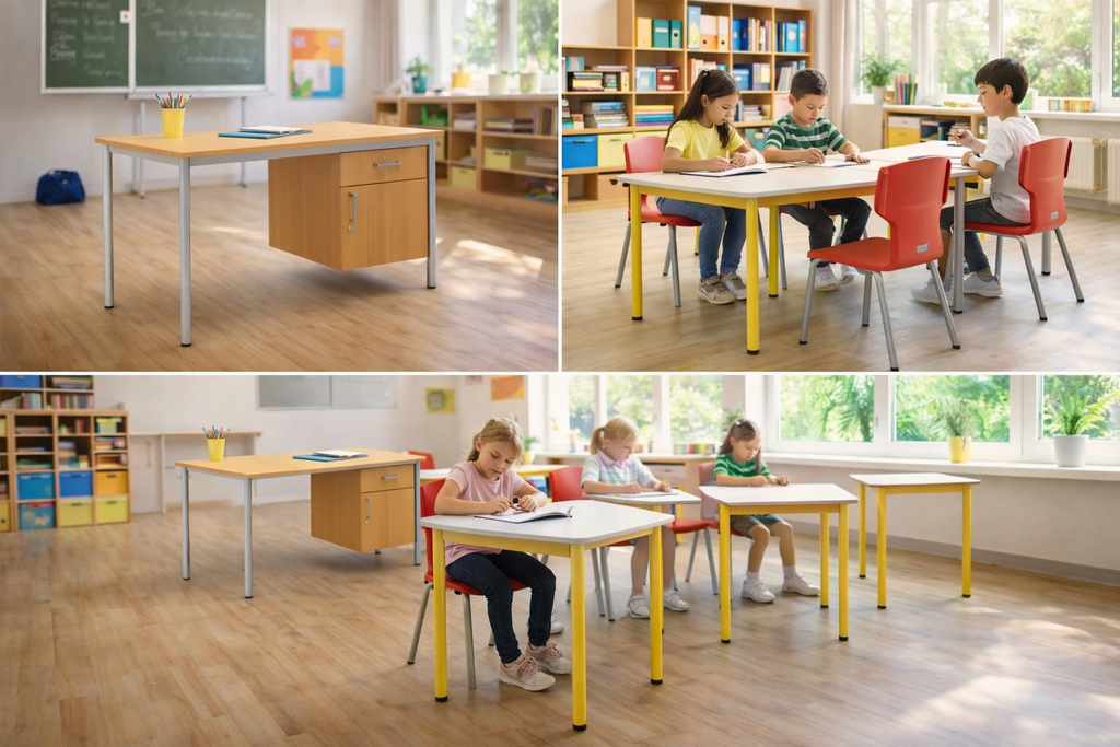 Project SOLANO LEHRERTISCH - mit Materialauszug und 3 Schubfächern