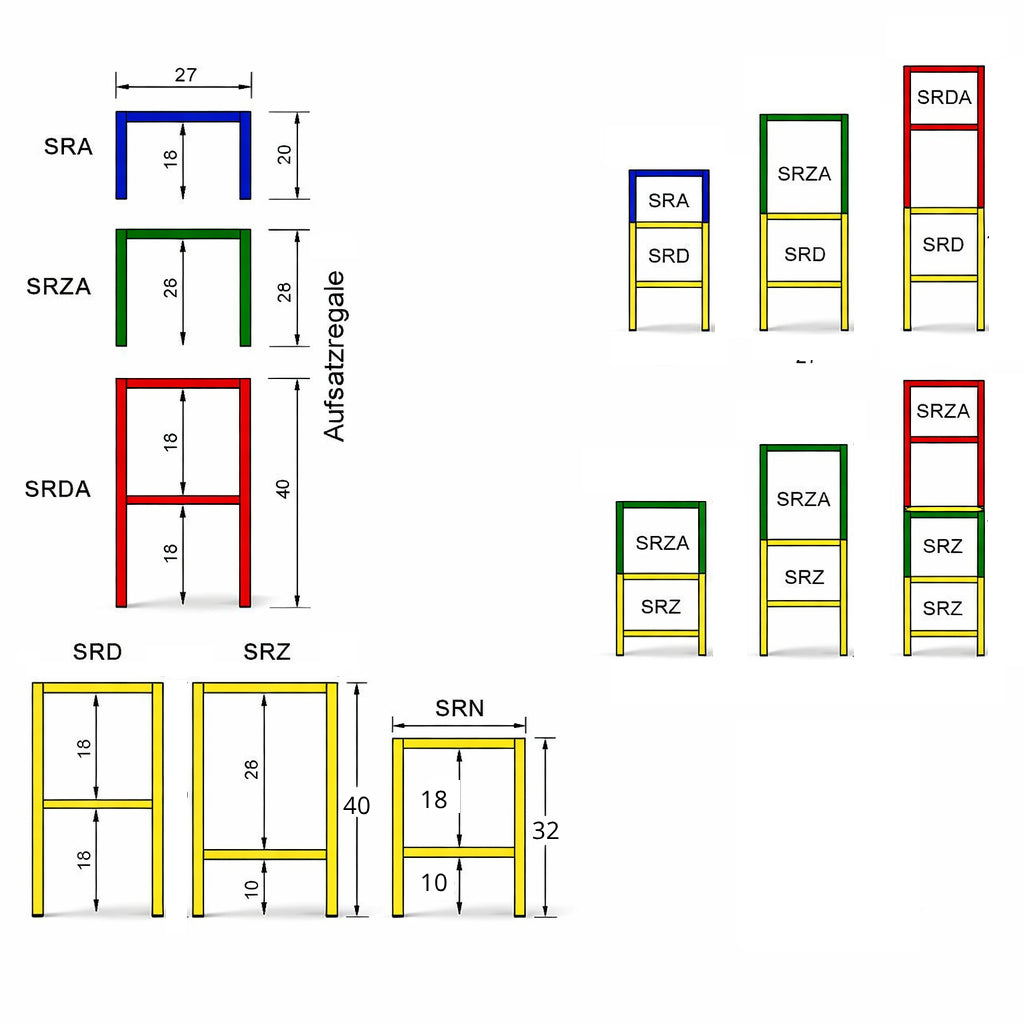 Aufsatzregal einfach, für hohe Schuhe (SRAZ)
