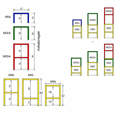 Aufsatzregal einfach, für Halbschuhe - SRA