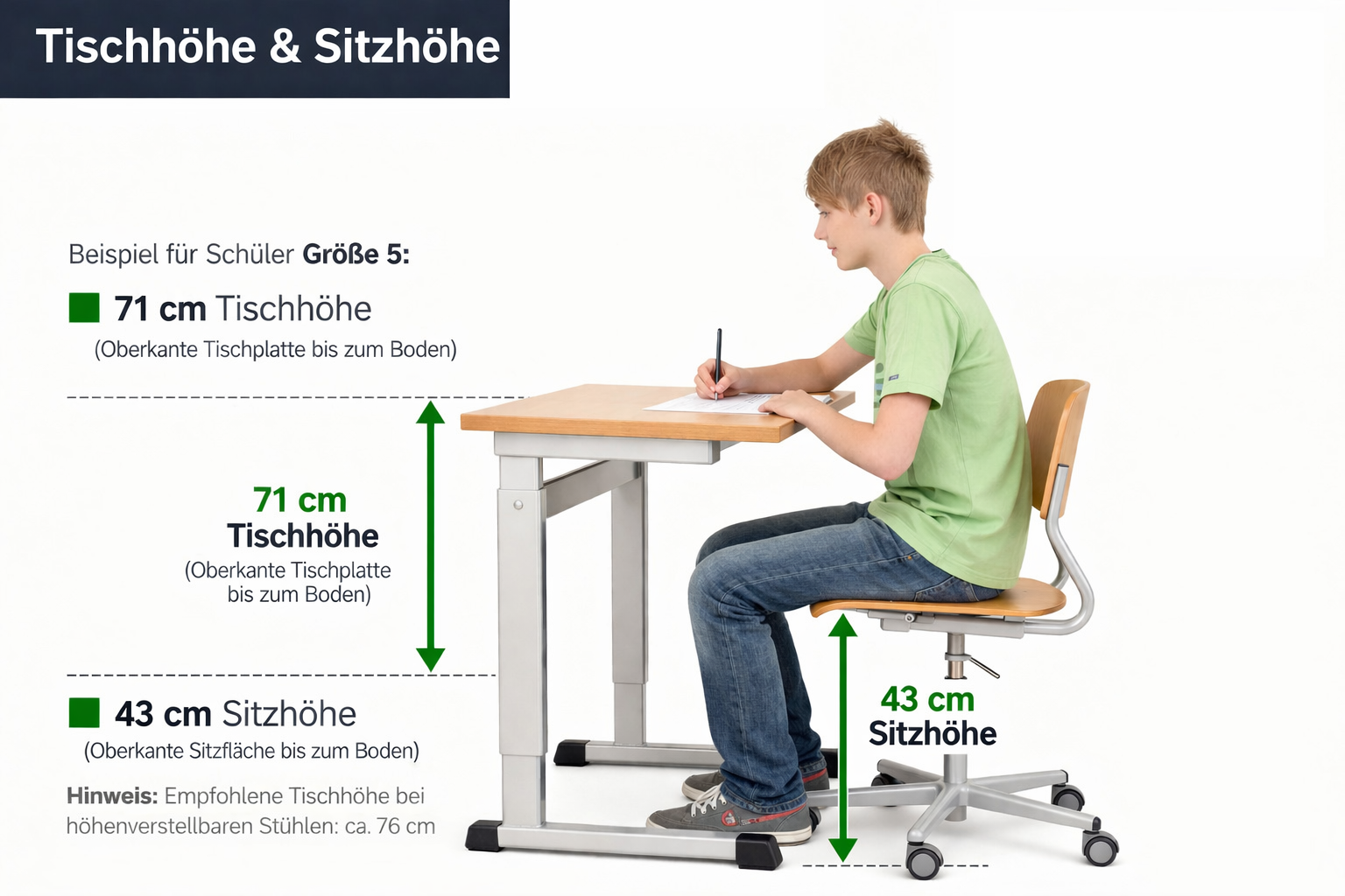 Project Logo 2er Schülertisch - höhenverstellbar Größe 3-7